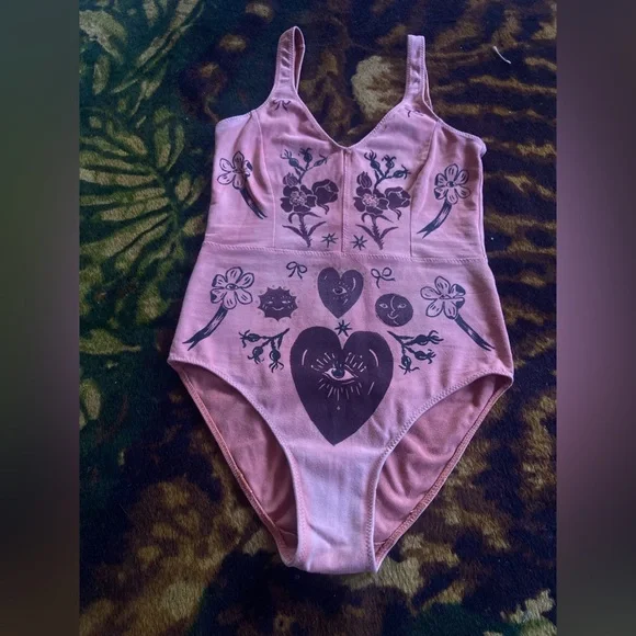 Serpent & Bow Madder Root Dyed Leotard underwear swimsuit - Picture 3 of 15